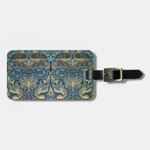 William Morris Pfau und Drache Webdesign Gepäckanhänger