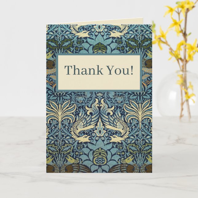 William Morris Pfau und Drache Webdesign Karte (Gelbe Blume)