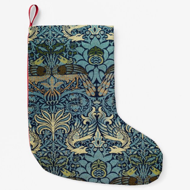 William Morris Pfau und Drache Webdesign Kleiner Weihnachtsstrumpf (Vorderseite)