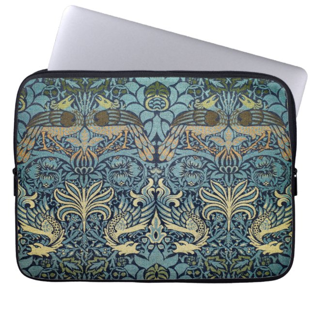 William Morris Pfau und Drache Webdesign Laptopschutzhülle (Vorderseite)