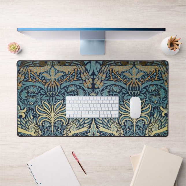 William Morris Pfau und Drache Webdesign Schreibtischunterlage (Büro 1)