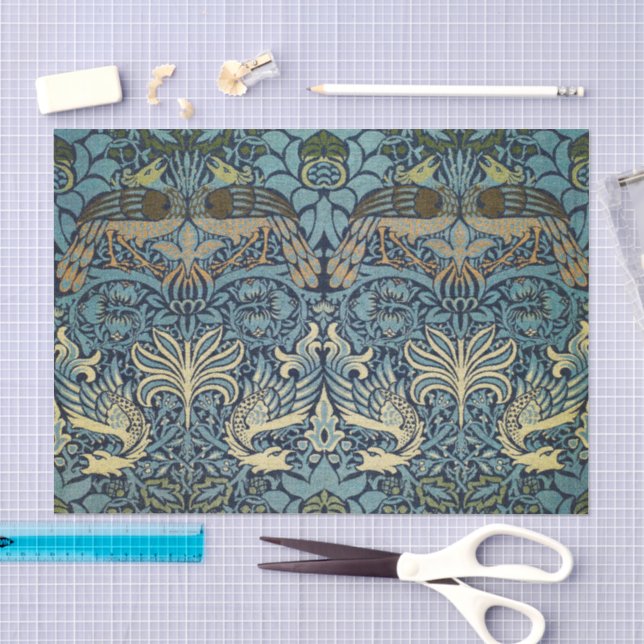 William Morris Pfau und Drache Webdesign Seidenpapier (Handwerk)