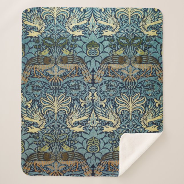 William Morris Pfau und Drache Webdesign Sherpadecke (Vorderseite)