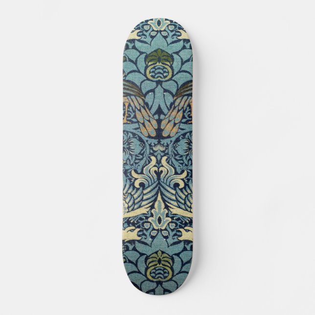 William Morris Pfau und Drache Webdesign Skateboard (Vorderseite)
