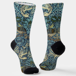 William Morris Pfau und Drache Webdesign Socken