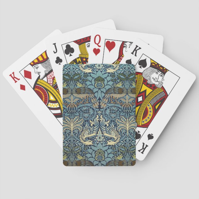 William Morris Pfau und Drache Webdesign Spielkarten (Rückseite)
