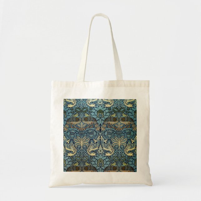 William Morris Pfau und Drache Webdesign Tragetasche (Vorne)