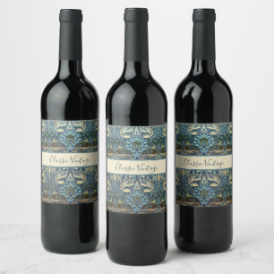 William Morris Pfau und Drache Webdesign Weinetikett