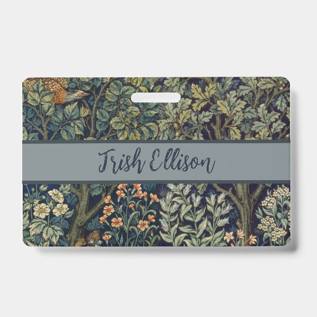 William Morris Pheasant Bird Tree Botanical Ausweis (Vorderseite)