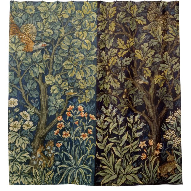 William Morris - Pheasant Bird Tree Botanical Duschvorhang (Vorderseite)