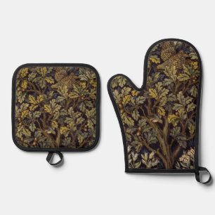 William Morris - Pheasant Bird Tree Botanical Ofenhandschuh & Topflappen-Set