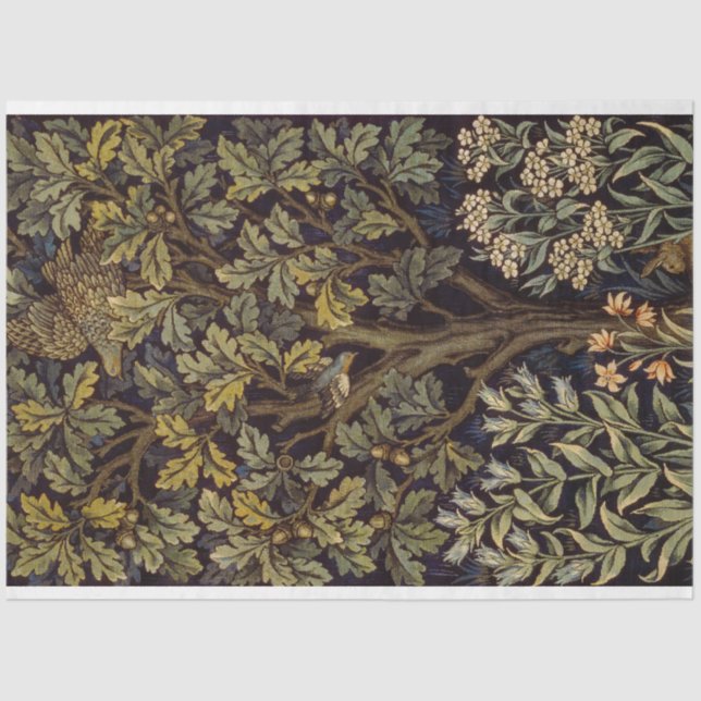 William Morris - Pheasant Bird Tree Botanical Seidenpapier (Vorderseite)