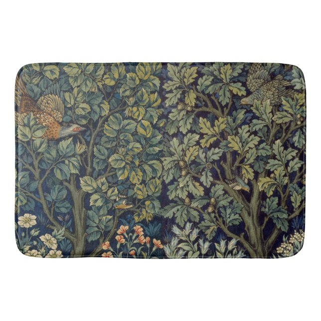 William Morris Pheasant Bird Tree Woodland Badematte (Vorderseite)