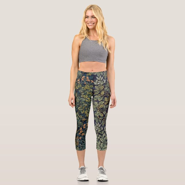 William Morris Pheasant Bird Tree Woodland Capri Leggings (Vorderseite)
