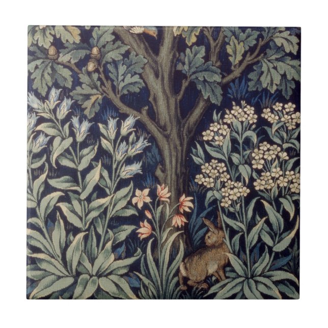 William Morris Pheasant Bird Tree Woodland Fliese (Vorderseite)