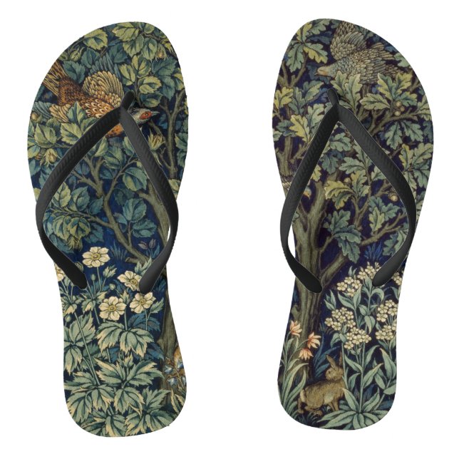 William Morris Pheasant Bird Tree Woodland Flip Flops (Fußbett)