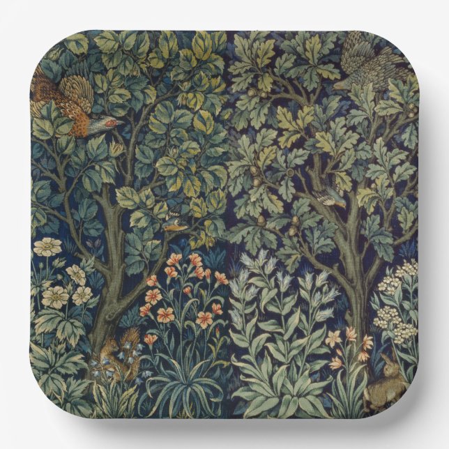 William Morris Pheasant Bird Tree Woodland Pappteller (Vorderseite)