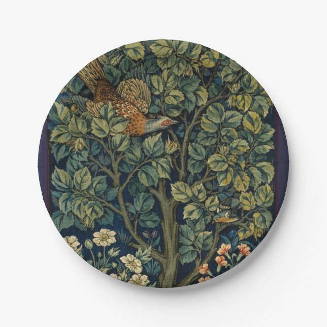 William Morris Pheasant Bird Tree Woodland Pappteller (Vorderseite)