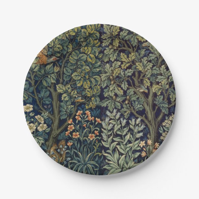 William Morris Pheasant Bird Tree Woodland Pappteller (Vorderseite)