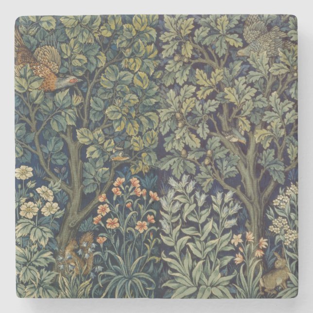 William Morris Pheasant Bird Tree Woodland Steinuntersetzer (Vorderseite)