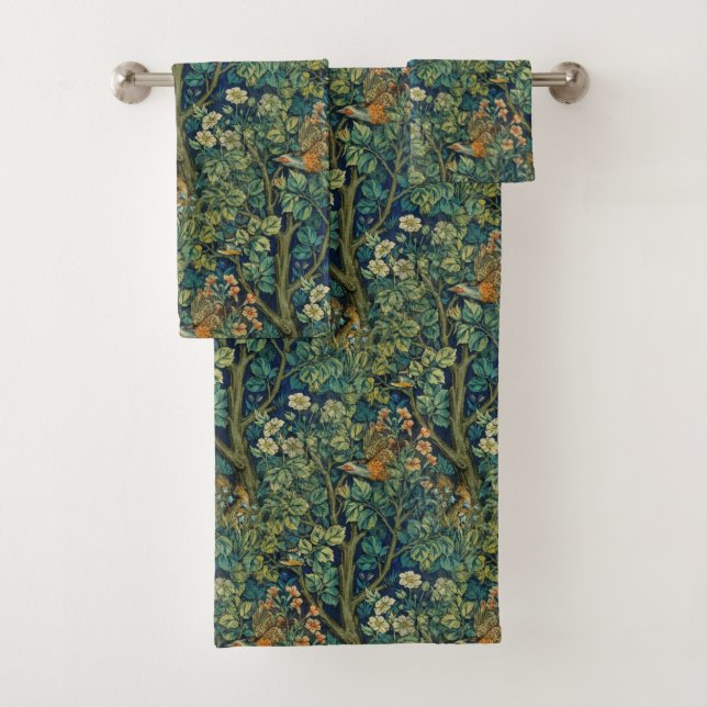William * Morris Phesant Bird Forest Badhandtuch Set (Insitu)