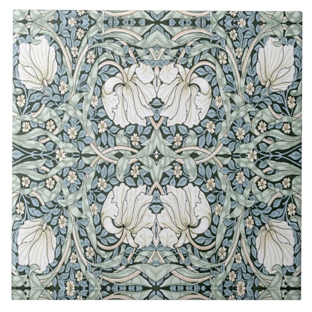 William Morris Pimpernel Blau Intricates Muster  Fliese (Vorderseite)