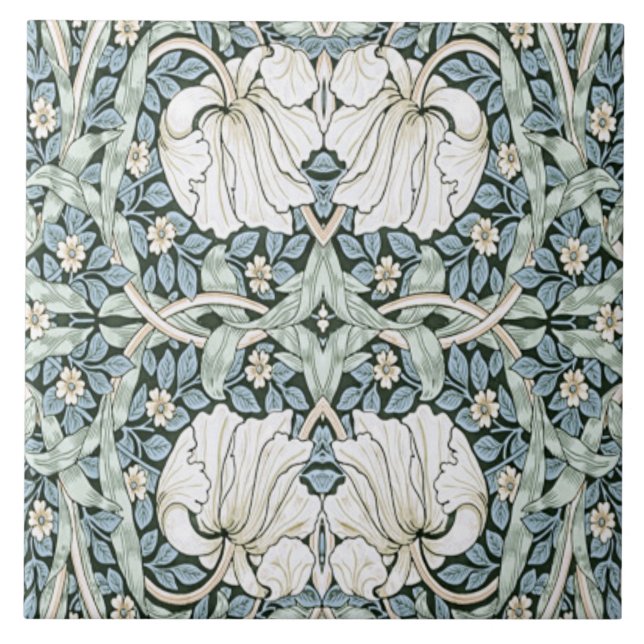 William Morris Pimpernel Blau Intricates Muster  Fliese (Vorderseite)