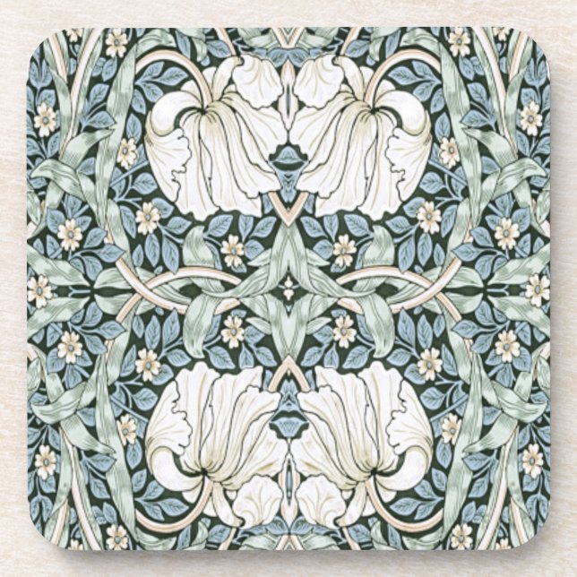 William Morris Pimpernel Blau Intricates Muster  Getränkeuntersetzer (Vorderseite)