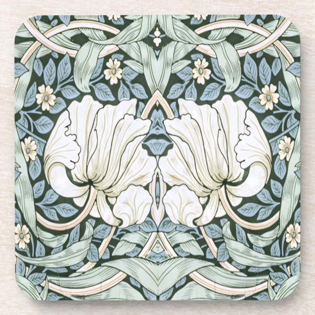 William Morris Pimpernel Blaues kompliziertes Must Getränkeuntersetzer (Vorderseite)