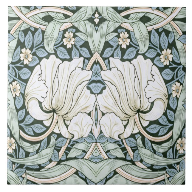 William Morris Pimpernel Blue Intricate Pattern  Fliese (Vorderseite)