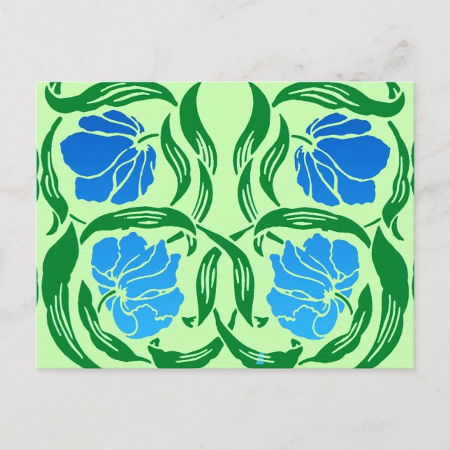 William Morris Pimpernel, Blue & Lime Green Postkarte (Vorderseite)
