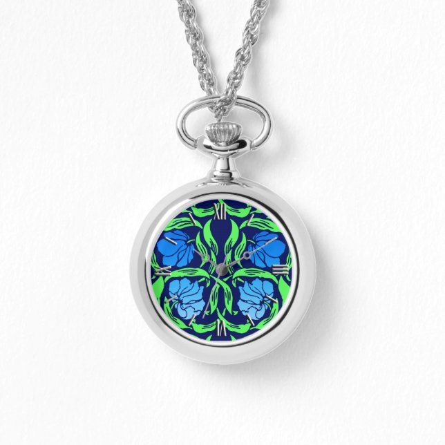 William Morris Pimpernel, Cobalt Blue und Green Armbanduhr (Vorderseite)