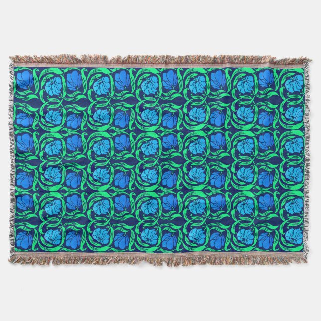 William Morris Pimpernel, Cobalt Blue und Green Decke (Vorderseite)