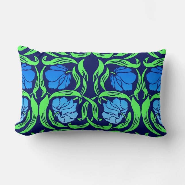 William Morris Pimpernel, Cobalt Blue und Green Lendenkissen (Vorderseite)