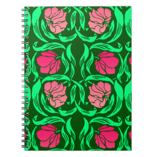 William Morris Pimpernel, Coral Pink und Green Notizblock