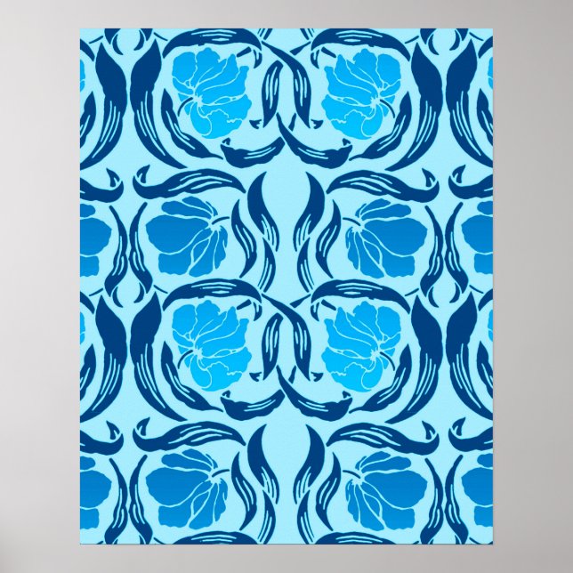 William Morris Pimpernel, Denim & Hellblau Poster (Vorne)