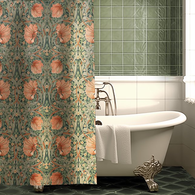William Morris Pimpernel Dusty Rose & Sage Green Duschvorhang (Von Creator hochgeladen)