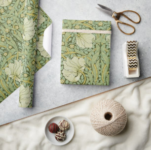 William Morris Pimpernel Floral Blaues Tapetenmust Geschenkpapier