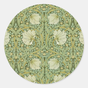 William Morris Pimpernel Floral Blaues Tapetenmust Runder Aufkleber