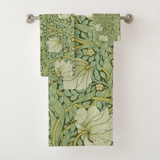 William Morris Pimpernel Floral Blue Wallpaper Badhandtuch Set (Insitu)