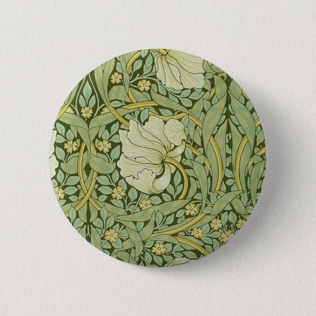 William Morris Pimpernel Floral Blue Wallpaper Button (Vorderseite)