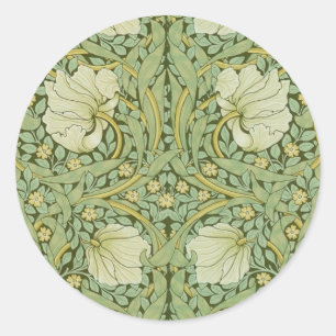 William Morris Pimpernel Floral Blue Wallpaper Runder Aufkleber