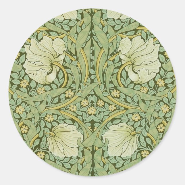 William Morris Pimpernel Floral Blue Wallpaper Runder Aufkleber (Vorderseite)