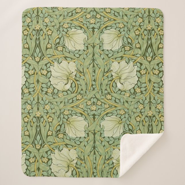 William Morris Pimpernel Floral Blue Wallpaper Sherpadecke (Vorderseite)