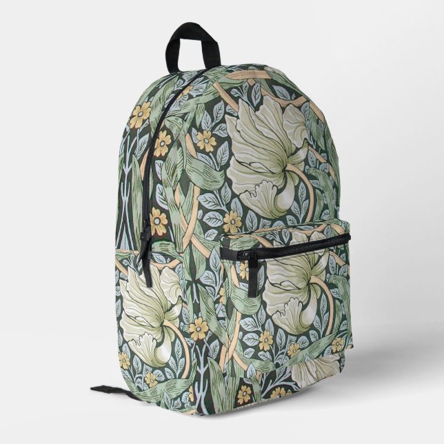 William Morris Pimpernel Floral Wallpaper Bedruckter Rucksack (Rückseitige Ecke links)