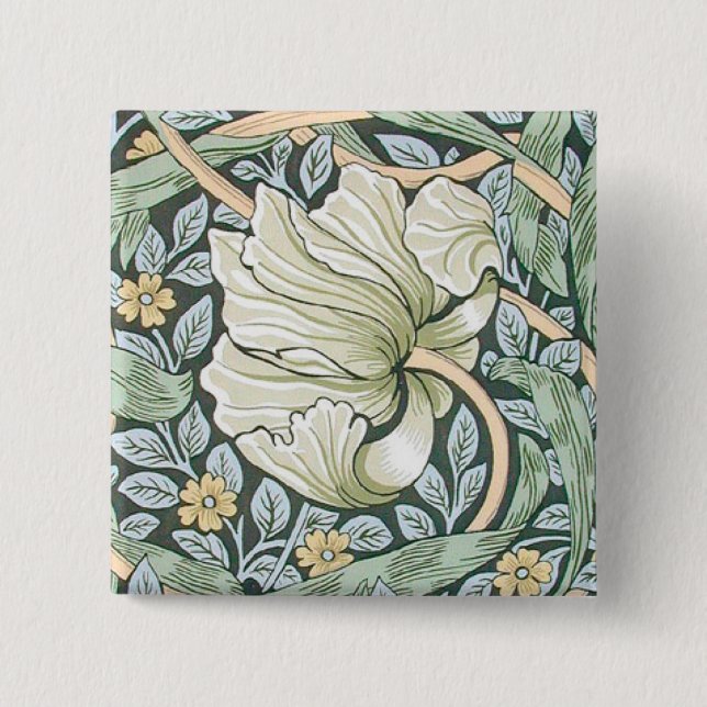 William Morris Pimpernel Floral Wallpaper Button (Vorderseite)