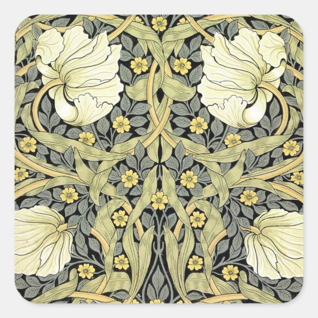 William Morris Pimpernel Floral Wallpaper Quadratischer Aufkleber (Vorderseite)