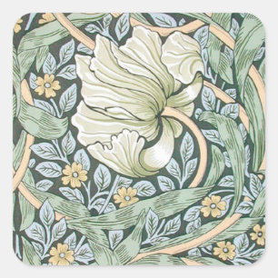 William Morris Pimpernel Floral Wallpaper Quadratischer Aufkleber