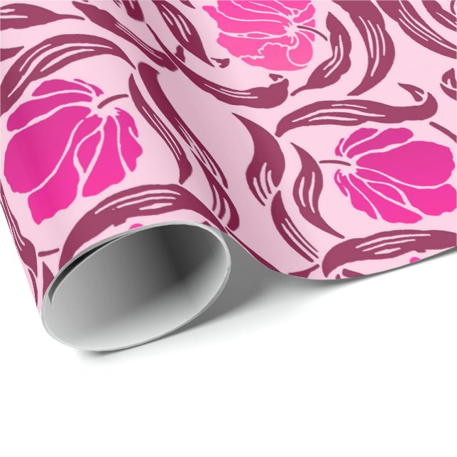 William Morris Pimpernel, Fuchsia & Hellrosa Geschenkpapier (Rolleneckpunkt)