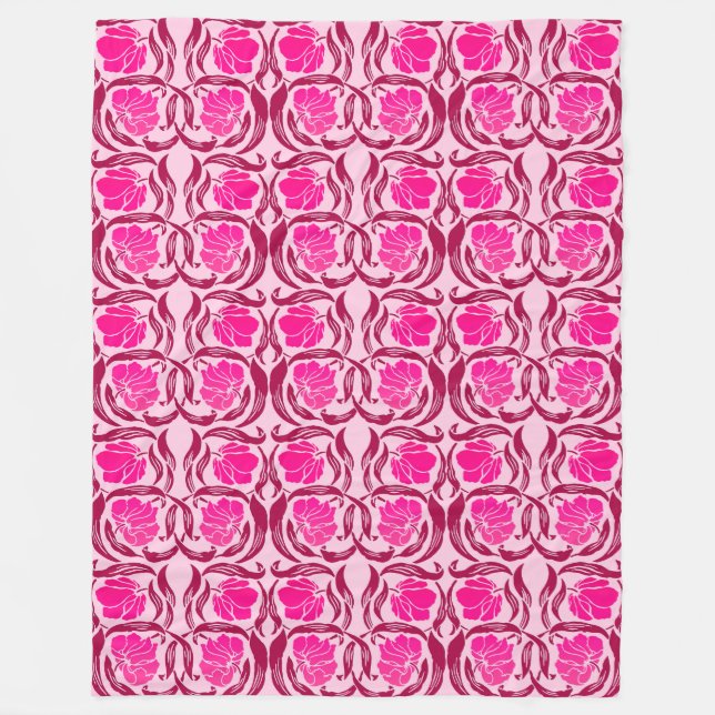 William Morris Pimpernel, Fuchsia & Light Pink Fleecedecke (Vorderseite)